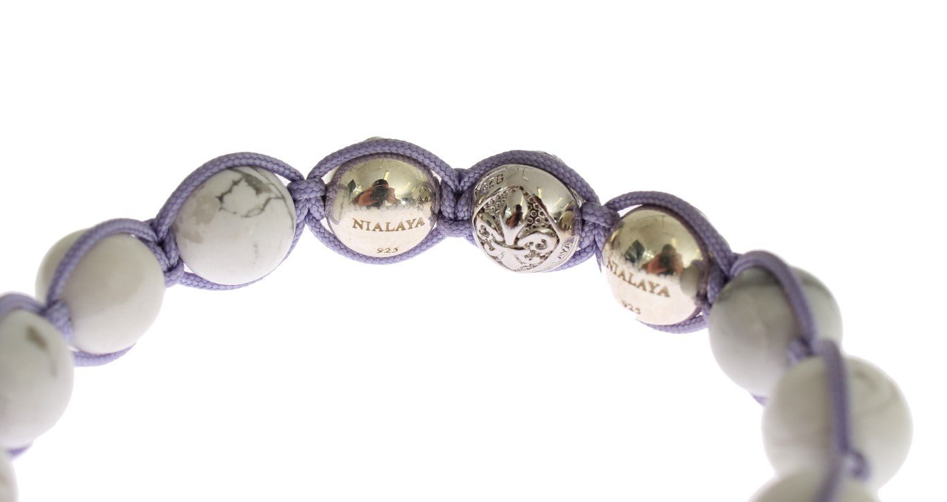 Nialaya Purple CZ Howlite 925 Silver Bracelet - Fizigo