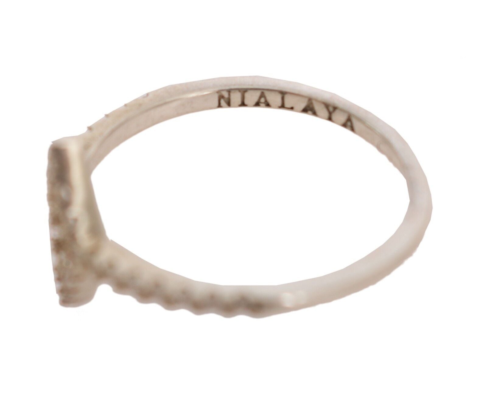 Nialaya Silver Rhombus Womens Clear CZ 925 Silver Ring - Fizigo
