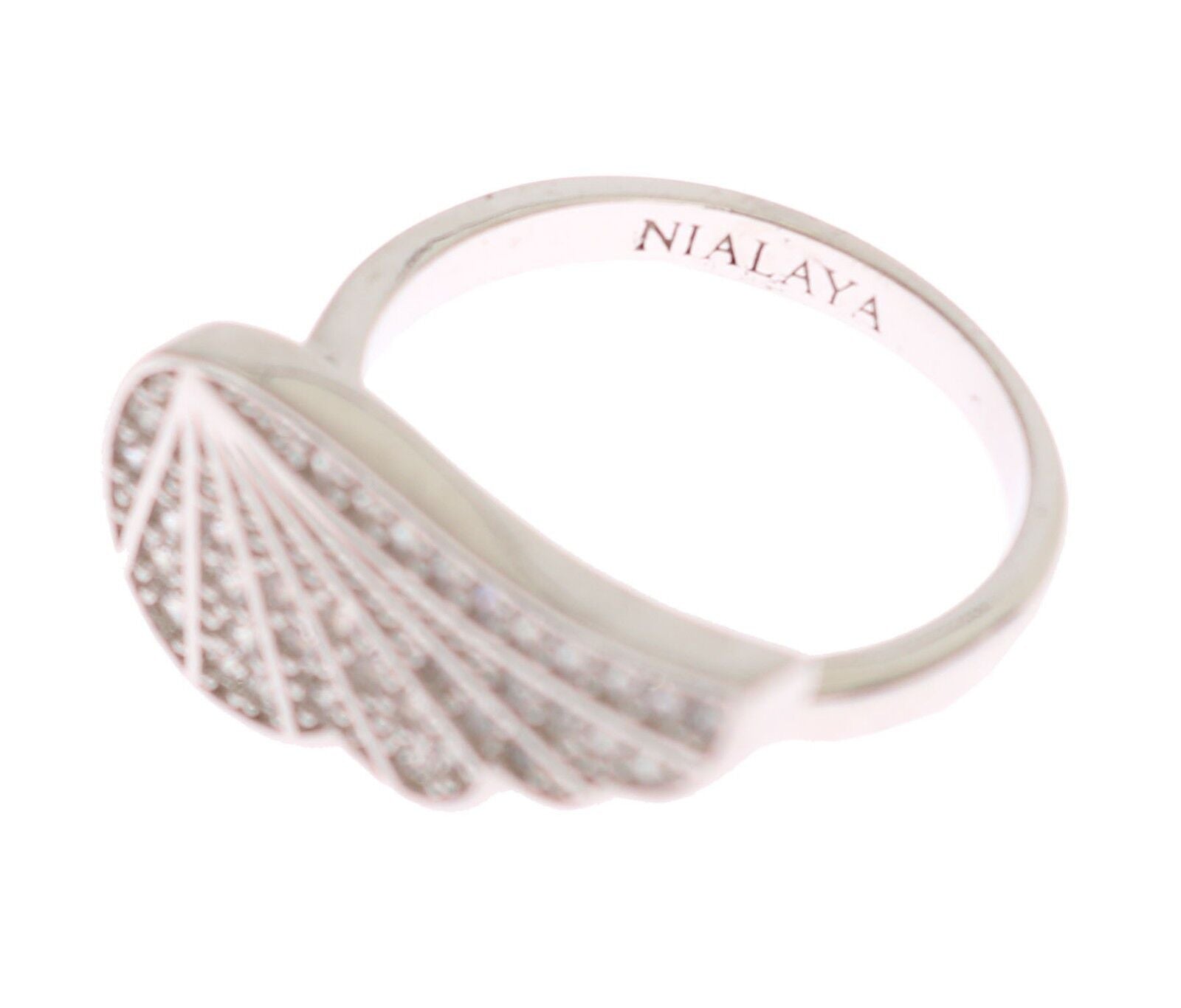 Nialaya Silver Womens Wing Clear CZ 925 Silver Ring - Fizigo