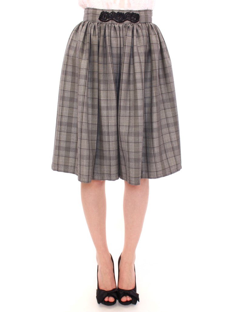 NOEMI ALEMÁN Gray Checkered Wool Shorts Skirt - Fizigo
