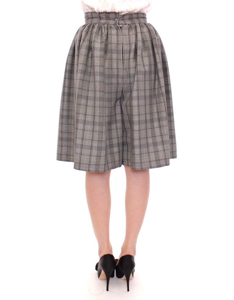 NOEMI ALEMÁN Gray Checkered Wool Shorts Skirt - Fizigo