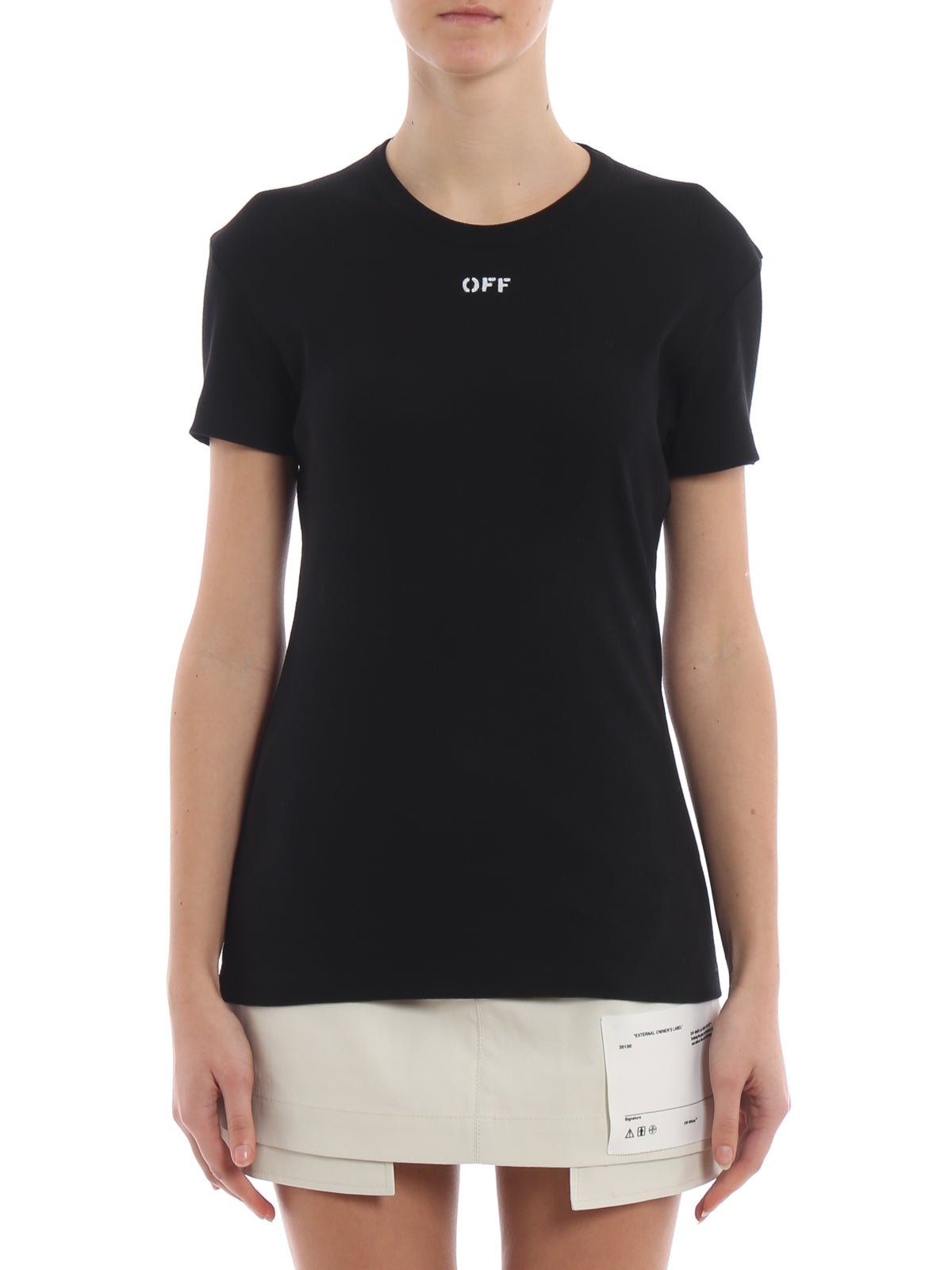Off-White Black Modal Tops & T-Shirt - Fizigo