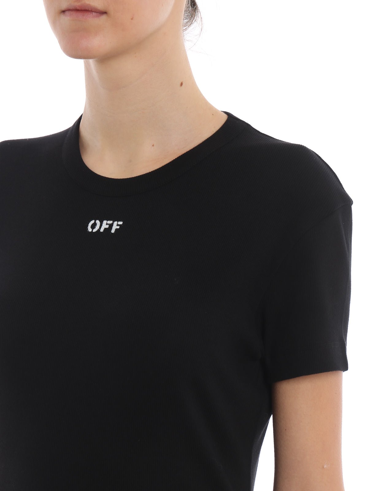 Off-White Black Modal Tops & T-Shirt - Fizigo