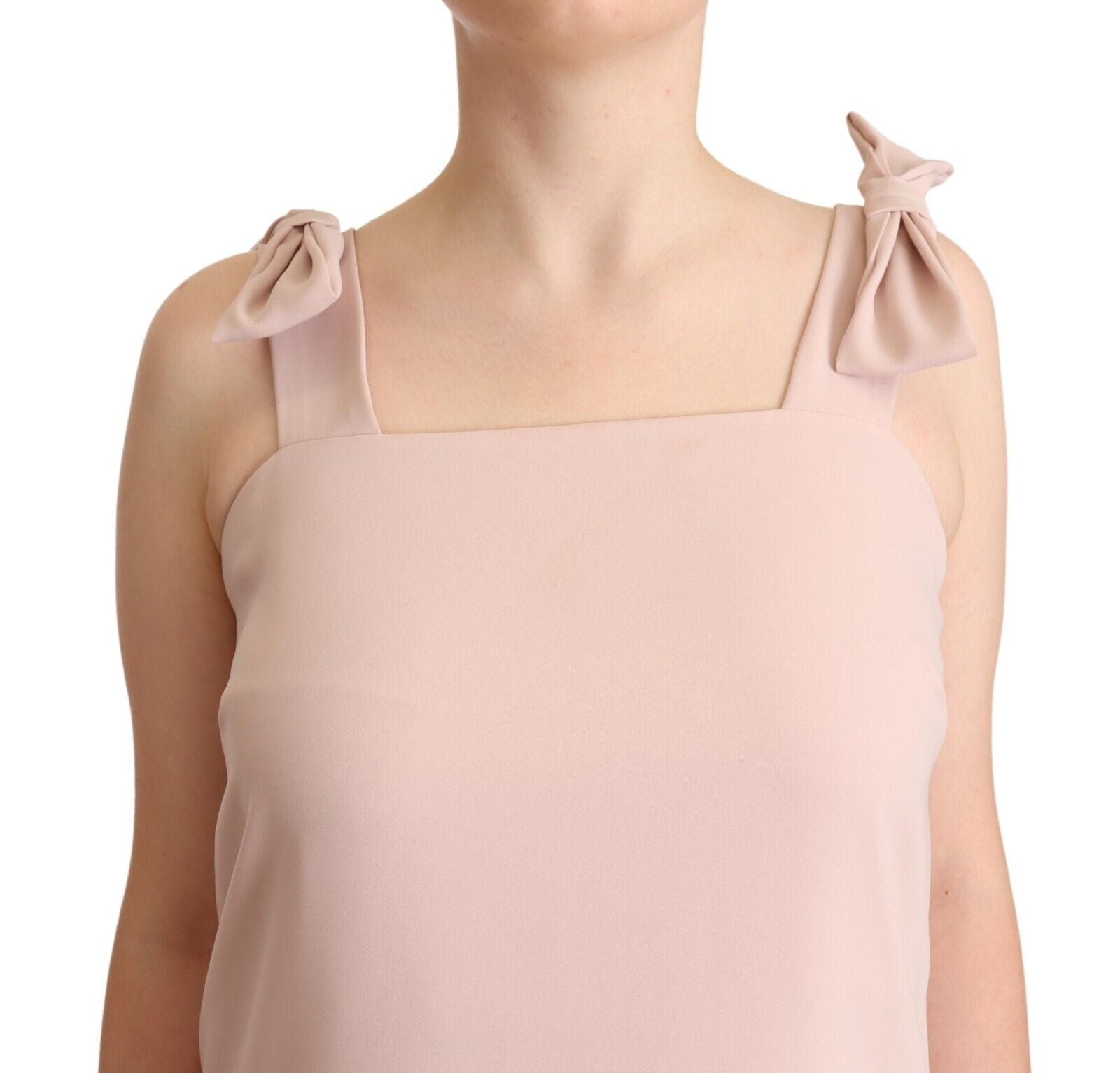 P.A.R.O.S.H. Pink Polyester Sleeveless Midi Feather Shift Dress - Fizigo