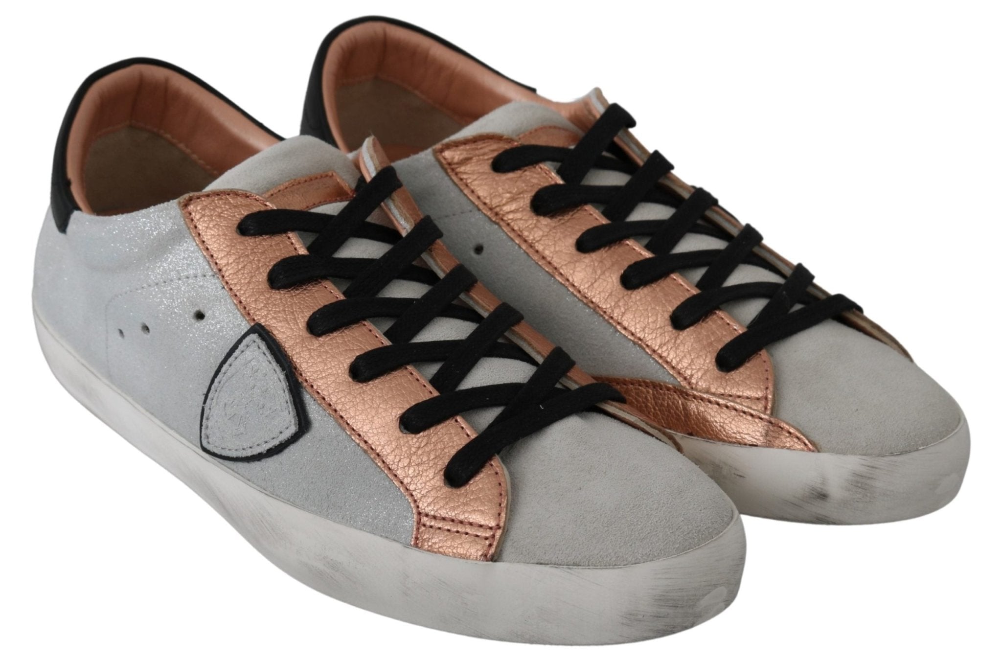 Philippe Model Gray Rose Leather Casual Mens Sneakers Shoes - Fizigo