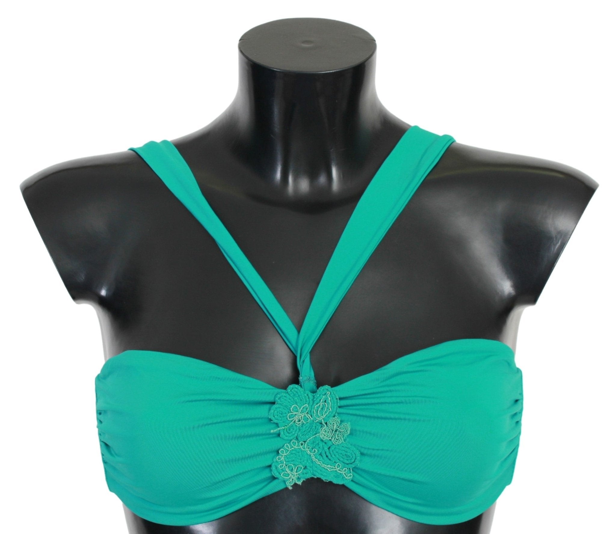 PINK MEMORIES Blue Green Nylon Bikini Tops Swimsuit Beachwear - Fizigo