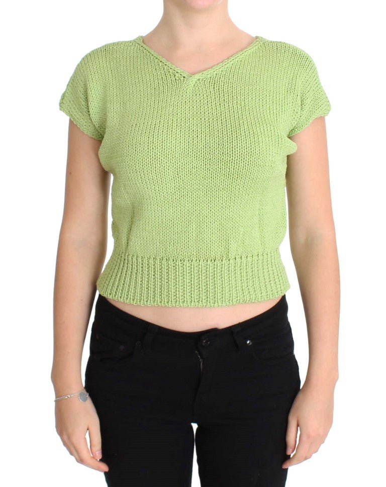 PINK MEMORIES Green Cotton Blend Knitted Sweater - Fizigo