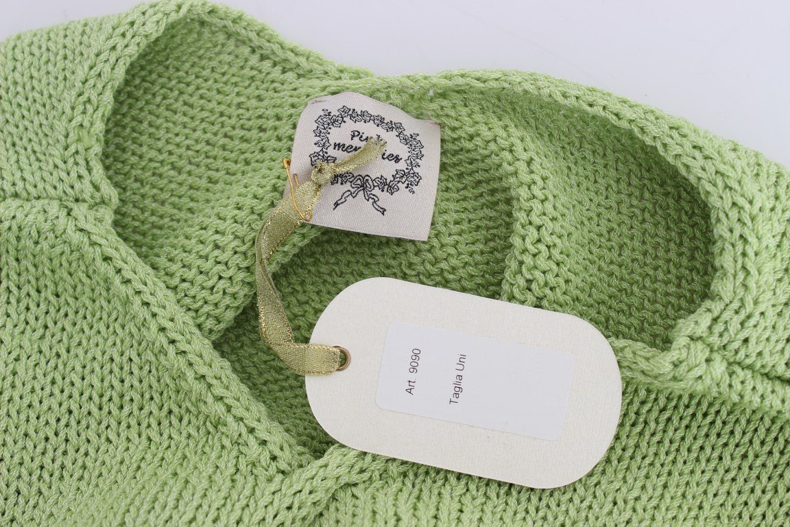 PINK MEMORIES Green Cotton Blend Knitted Sweater - Fizigo