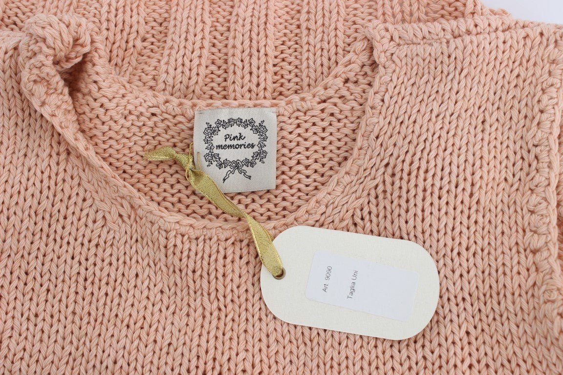 PINK MEMORIES Pink Cotton Blend Knitted Sleeveless Sweater - Fizigo