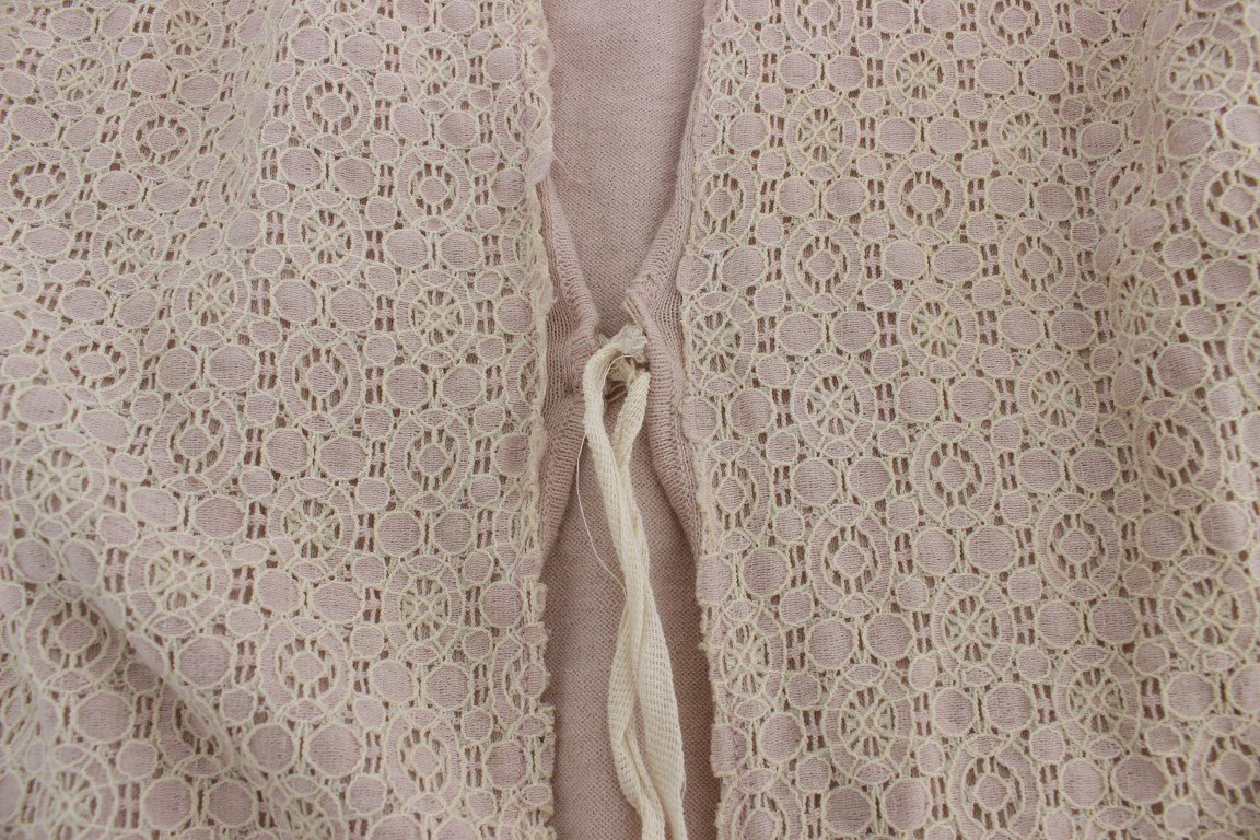 PINK MEMORIES Pink Floral Lace Wrap Sweater - Fizigo