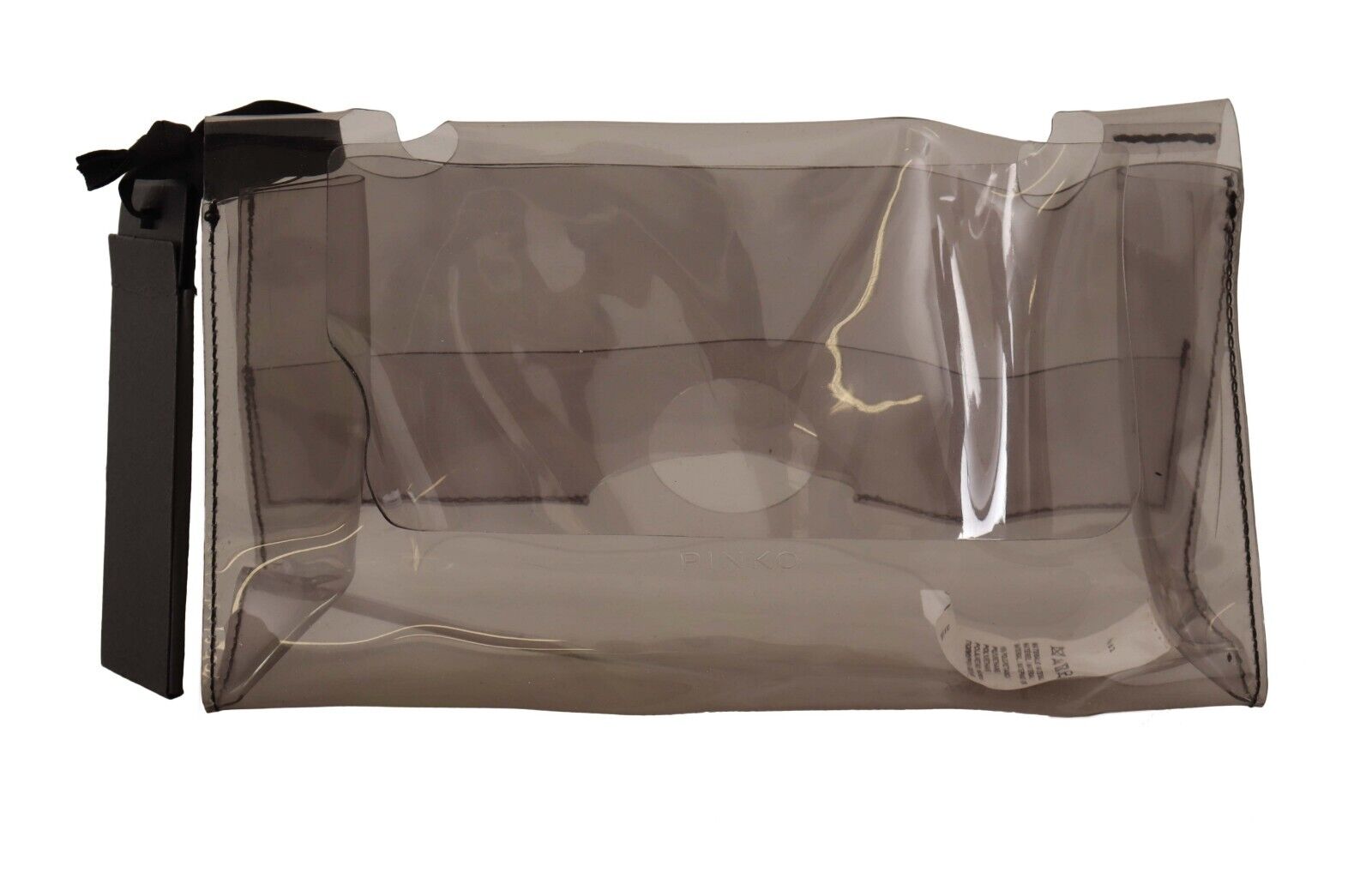 PINKO Black Clear Plastic Transparent Pouch Purse Clutch Bag - Fizigo