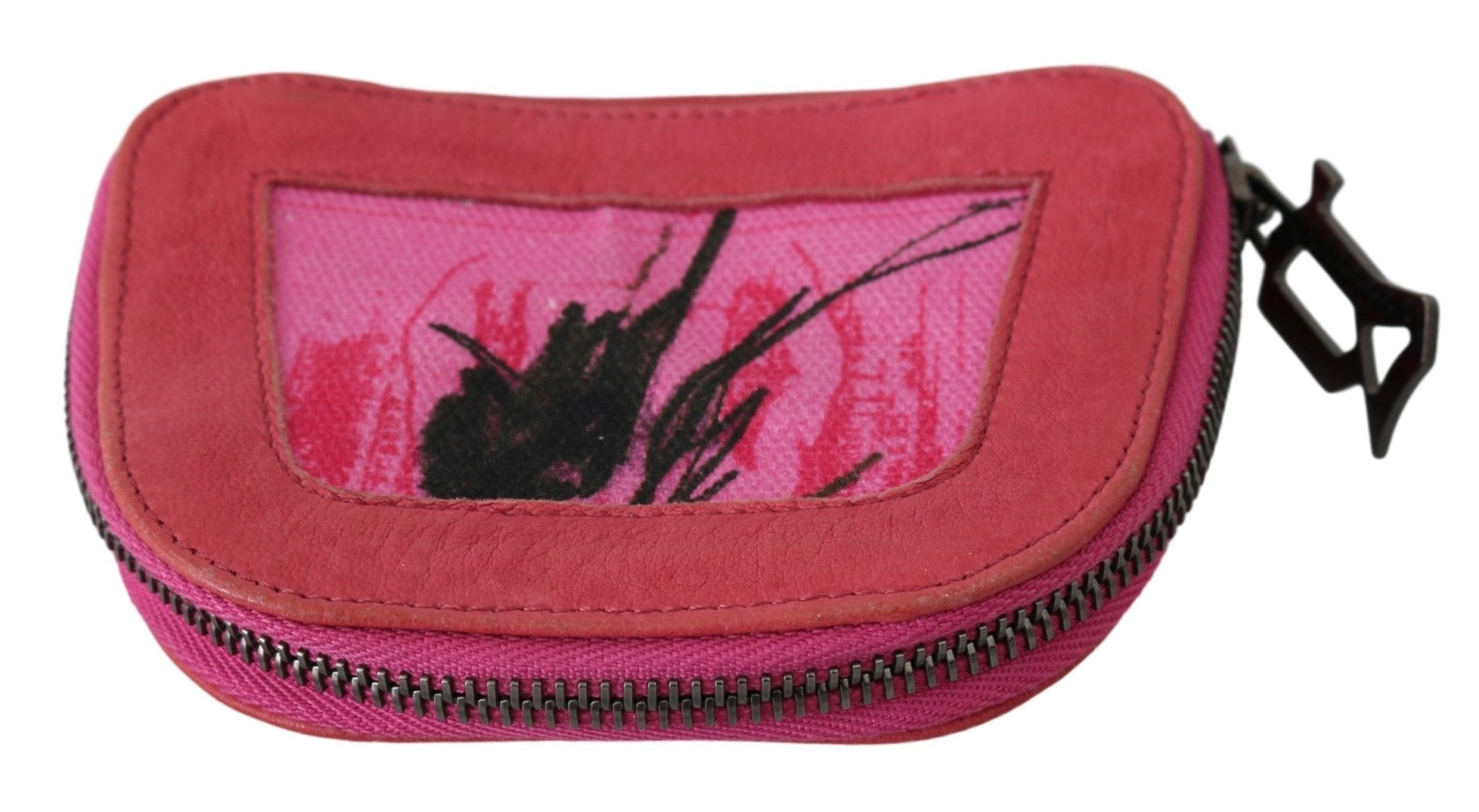 PINKO Pink Suede Printed Coin Holder Women Fabric Zippered Purse - Fizigo