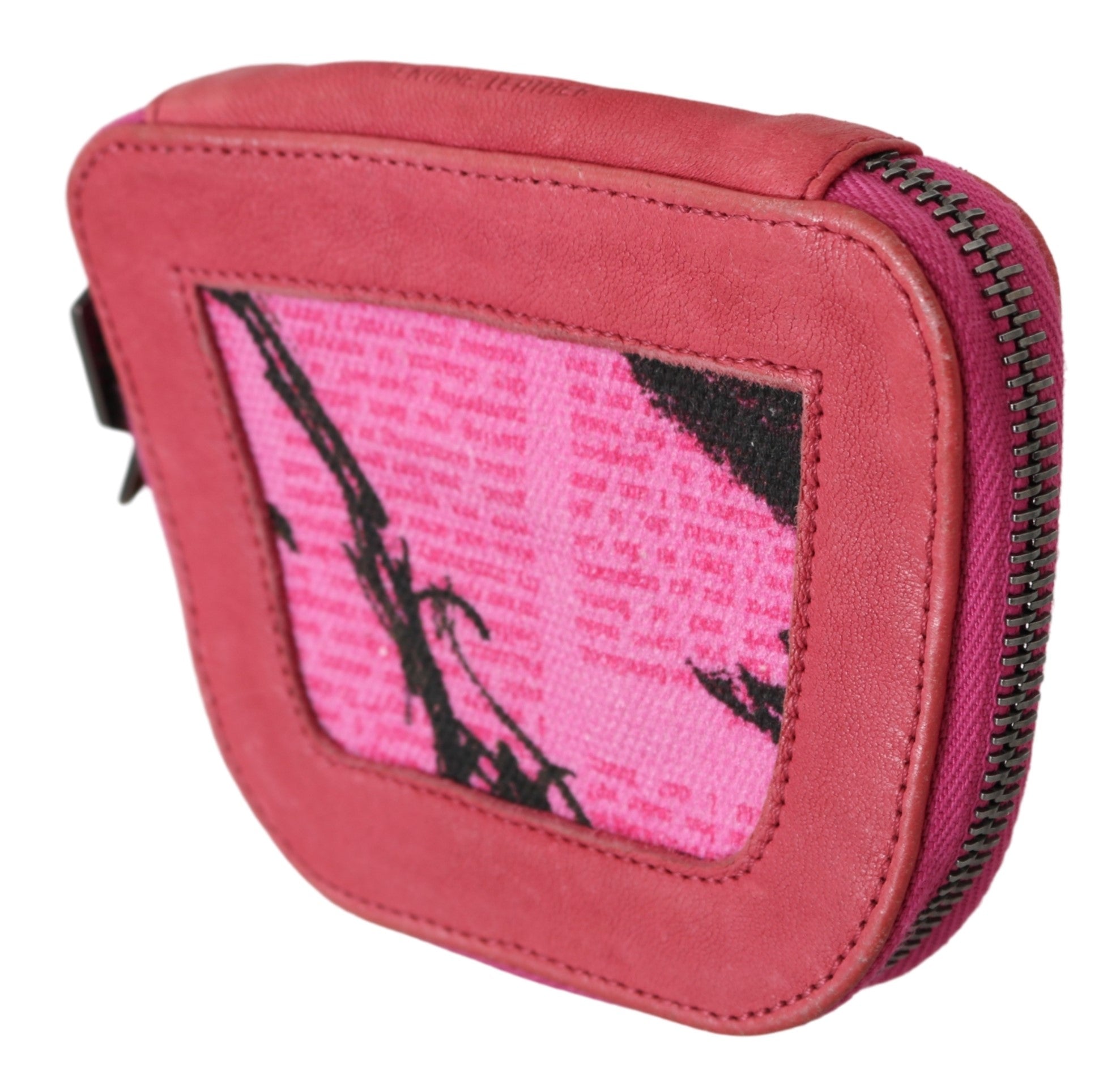 PINKO Pink Suede Printed Coin Holder Women Fabric Zippered Purse - Fizigo