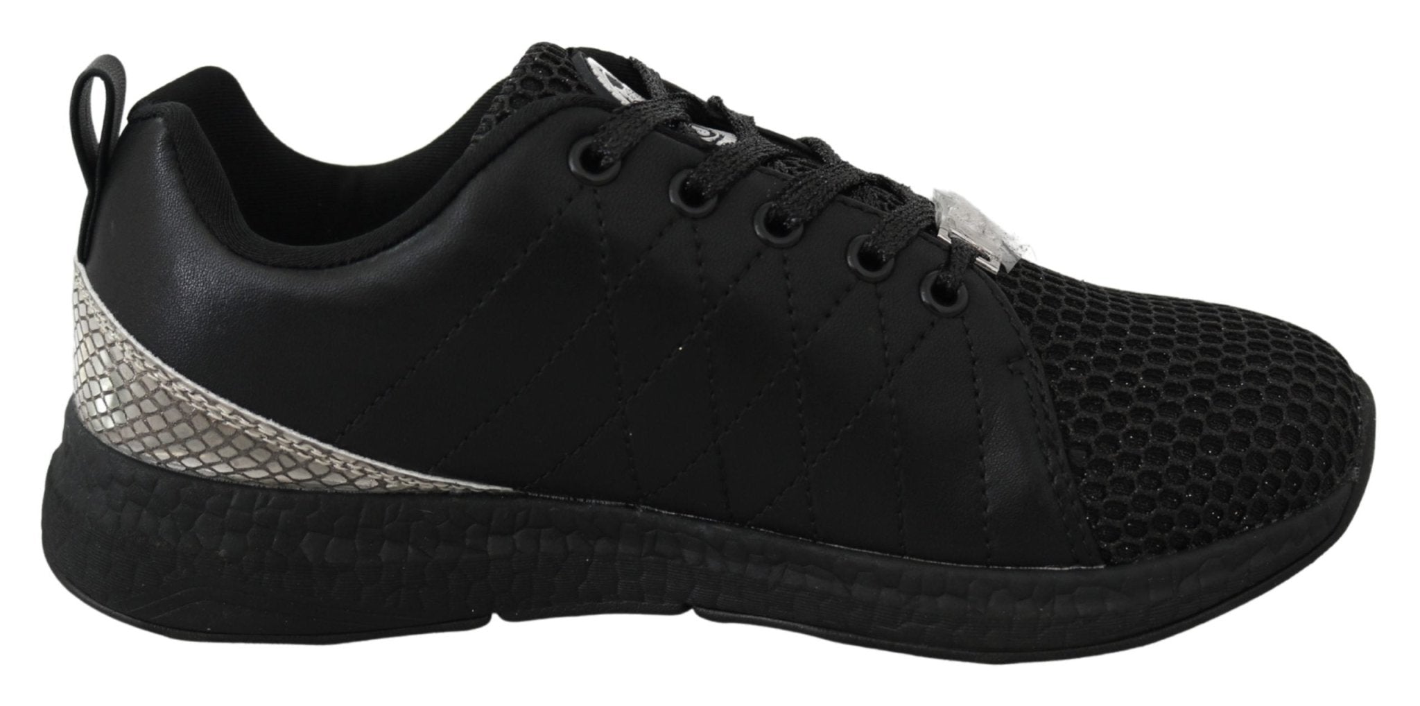 Plein Sport Black Polyester Runner Gisella Sneakers Shoes - Fizigo
