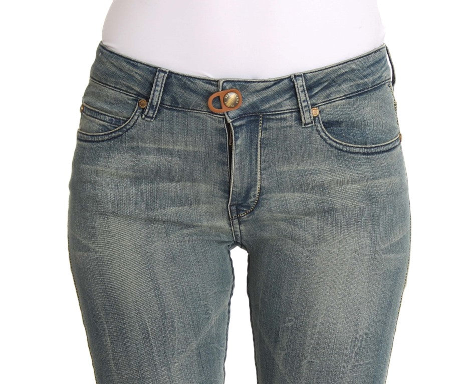 PLEIN SUD Blue Wash Cotton Stretch Skinny Slim Tight Fit Jeans - Fizigo