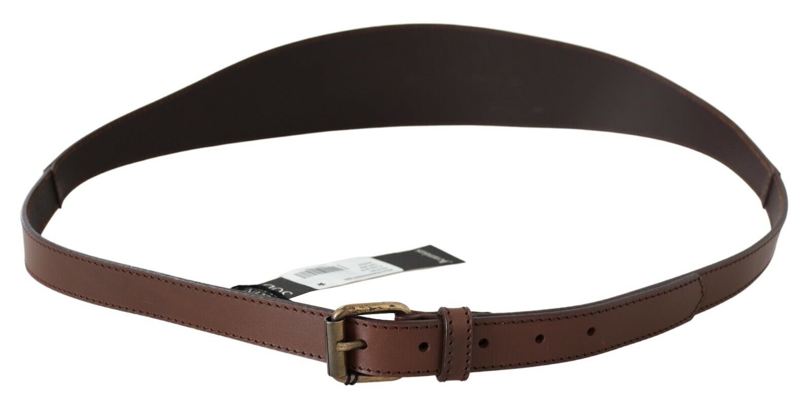 PLEIN SUD Brown Genuine Leather Rustic Metal Buckle Belt - Fizigo