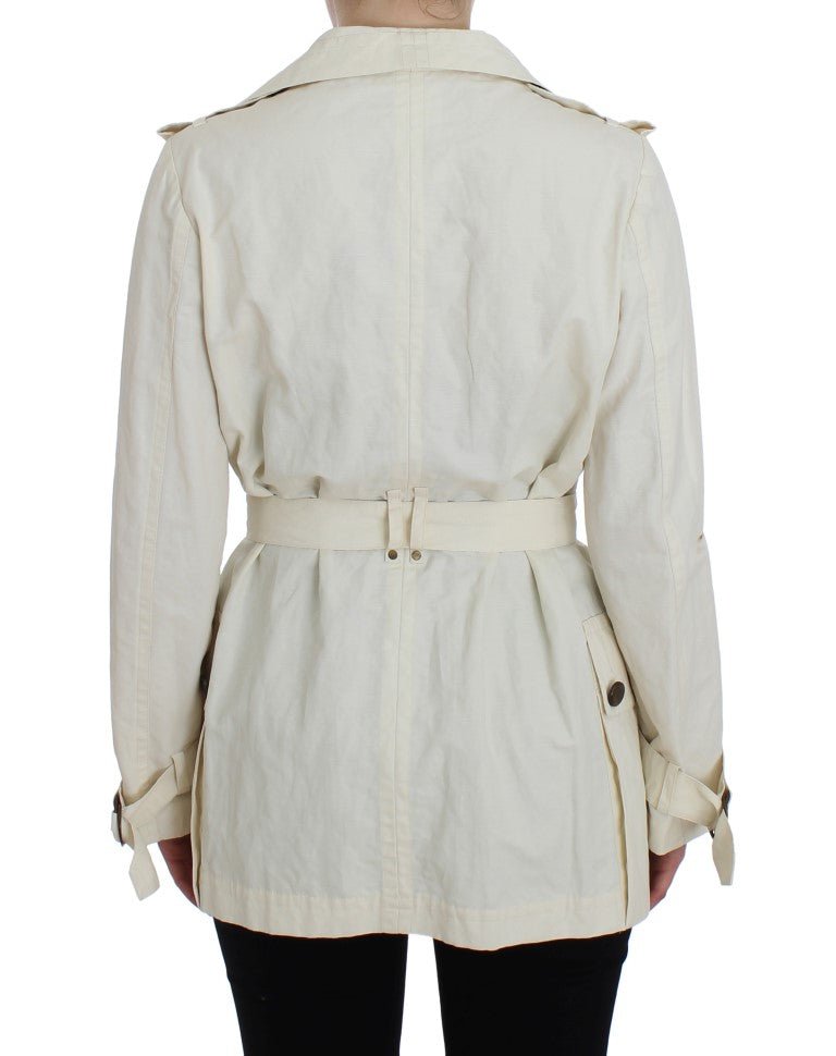 PLEIN SUD White Trench Coat Jacket - Fizigo