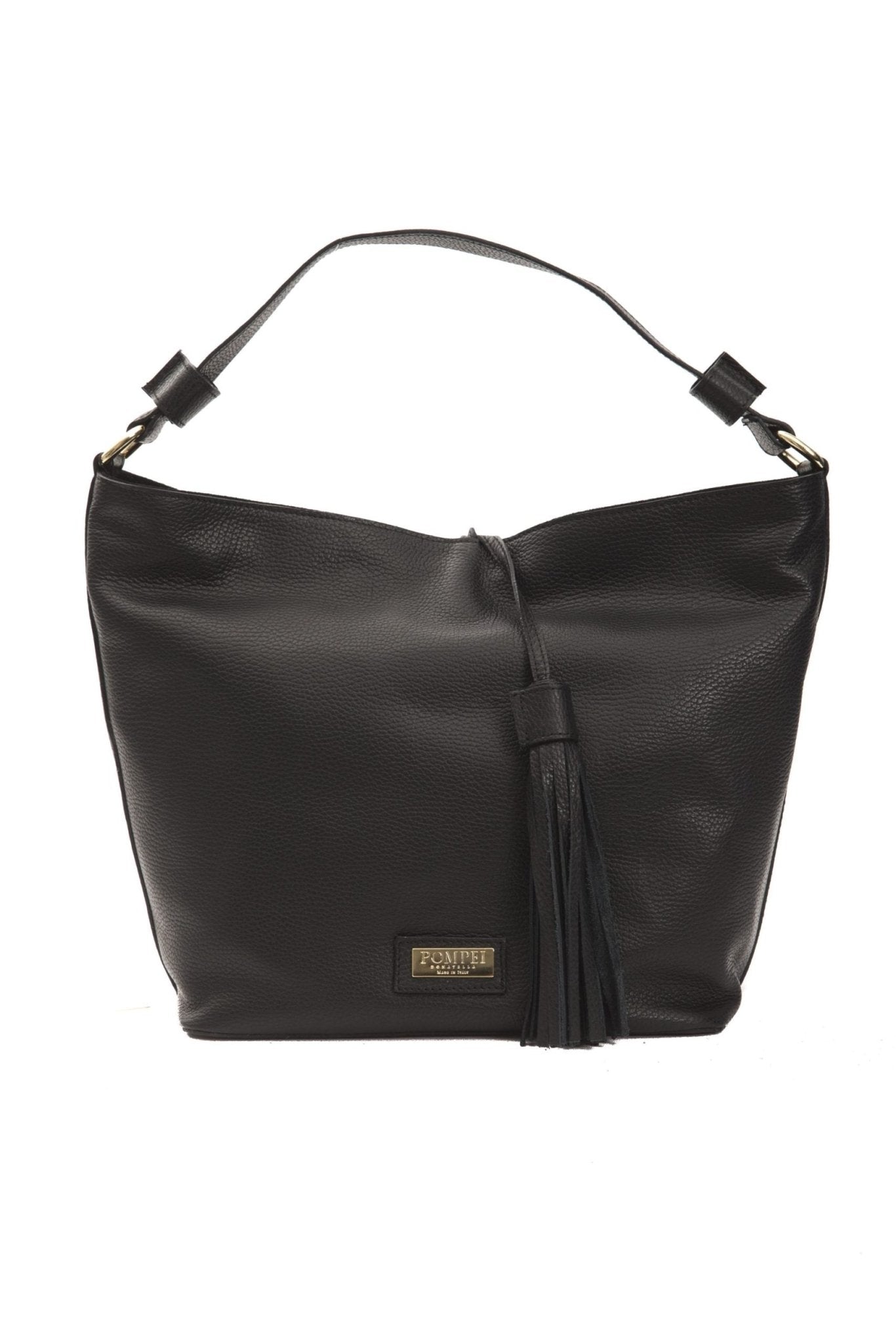 Pompei Donatella Black Leather Shoulder Bag - Fizigo
