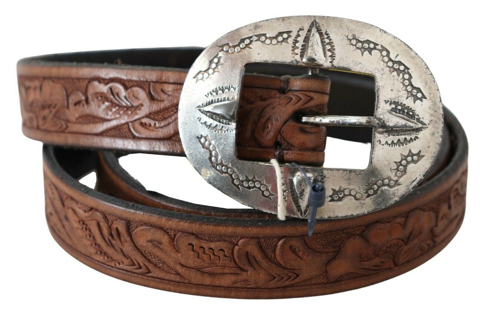 Ralph Lauren Brown Leather Vintage Western Buckle Waist Belt - Fizigo