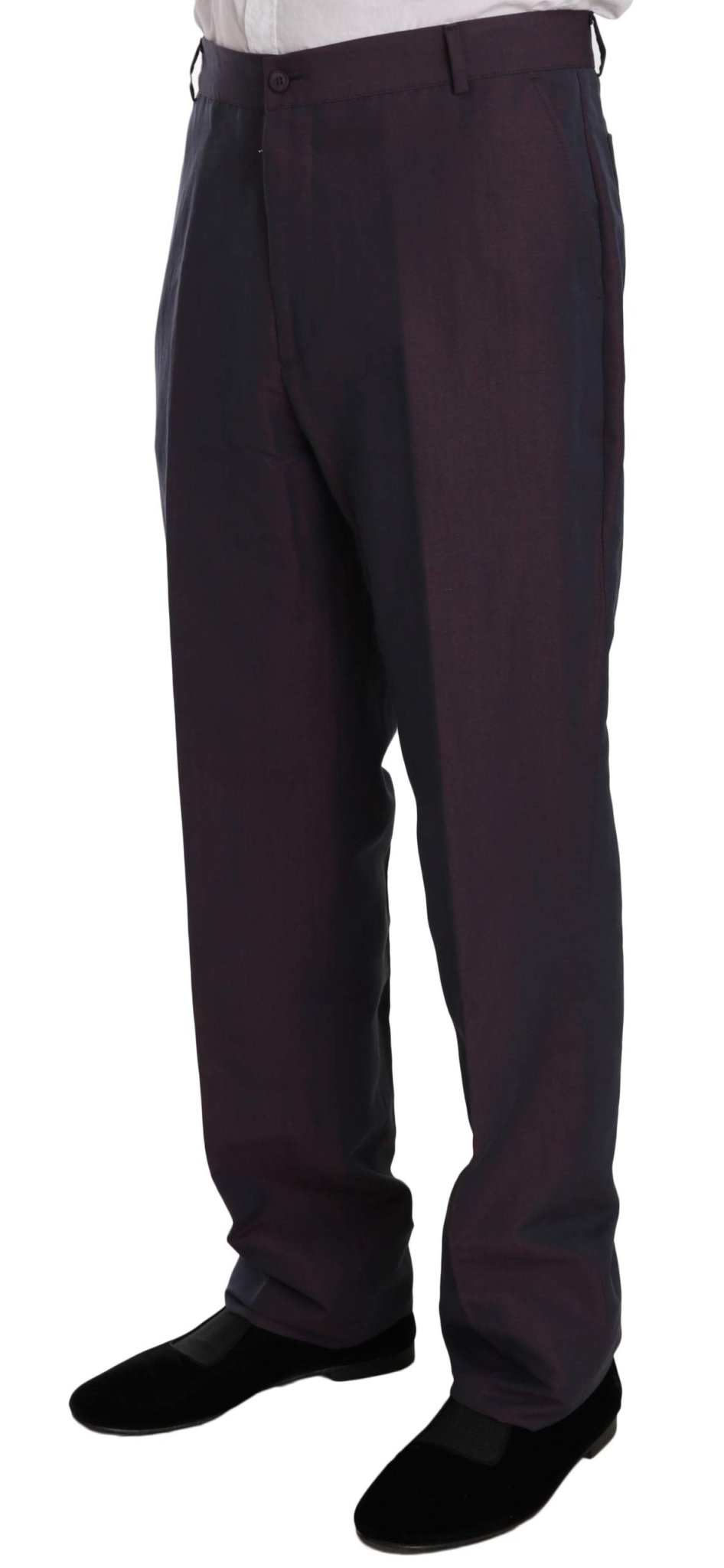Romeo Gigli Purple Solid Two Piece 3 Button Linen Suit - Fizigo