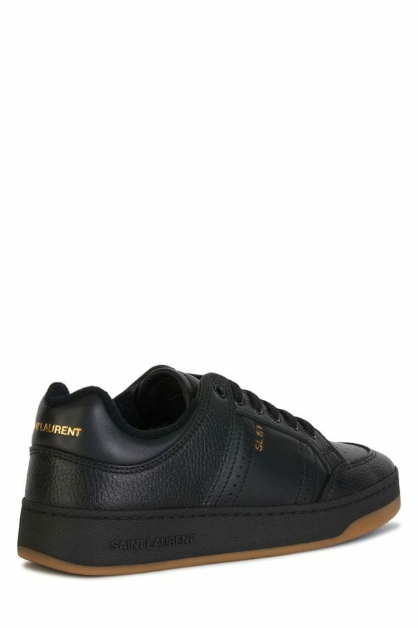 Saint Laurent Black Calf Leather Low Top Sneakers - Fizigo