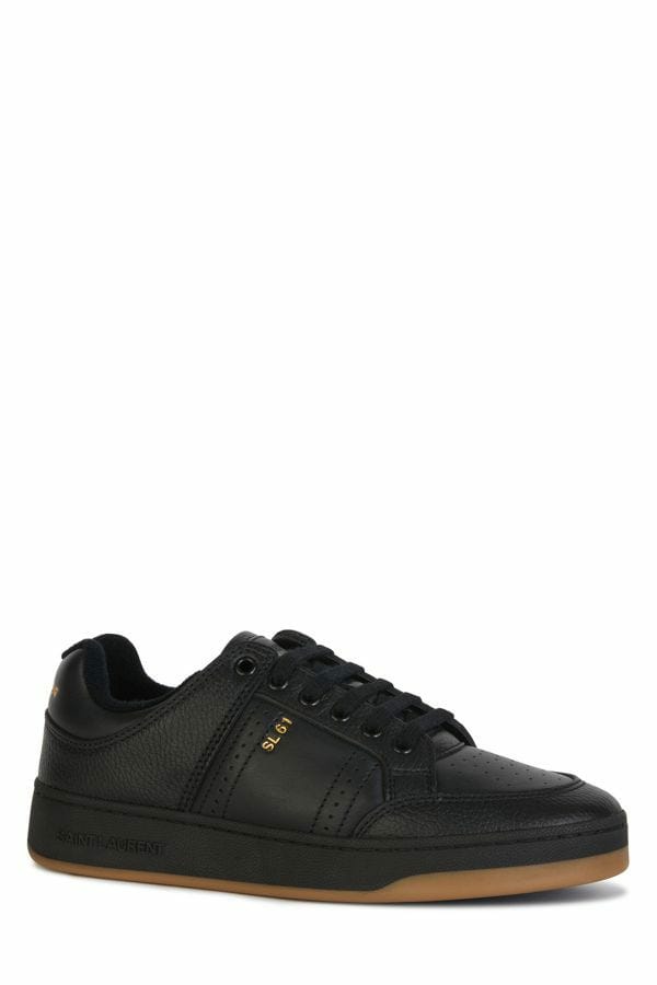 Saint Laurent Black Calf Leather Low Top Sneakers - Fizigo