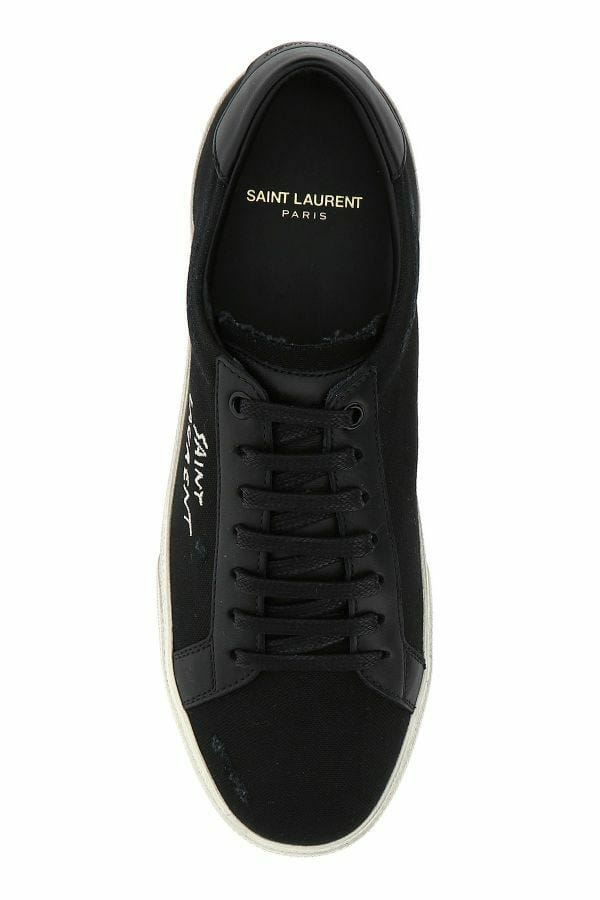Saint Laurent Black Canvas & Leather Low Top Sneakers - Fizigo
