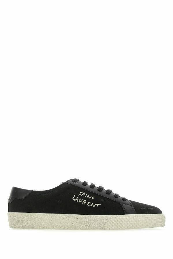 Saint Laurent Black Canvas & Leather Low Top Sneakers - Fizigo