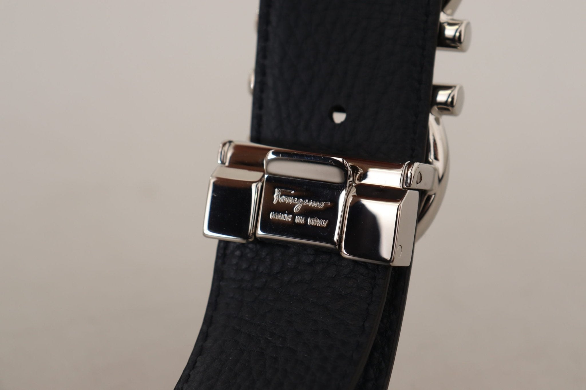 Salvatore Ferragamo Black and Blue Calf Leather Reversible Belt - Fizigo