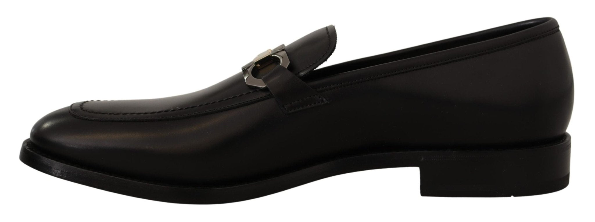 Salvatore Ferragamo Black Calf Leather Moccasin Formal Shoes - Fizigo