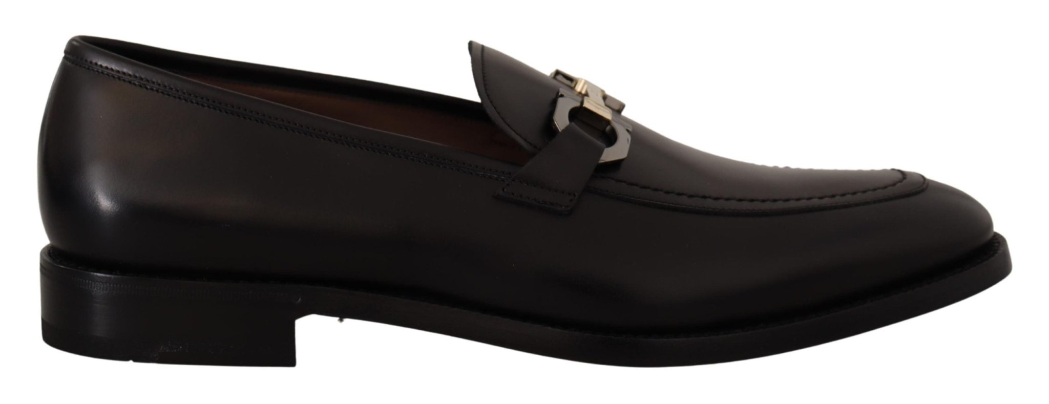 Salvatore Ferragamo Black Calf Leather Moccasin Formal Shoes - Fizigo