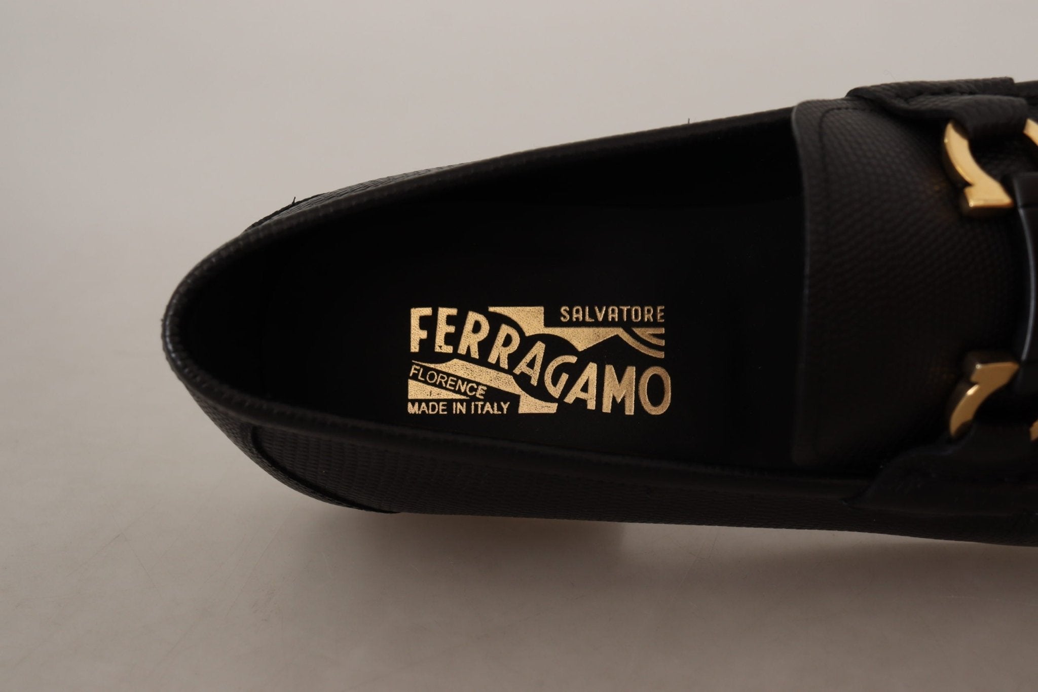 Salvatore Ferragamo Black Calf Leather Moccasins Loafers Shoes - Fizigo