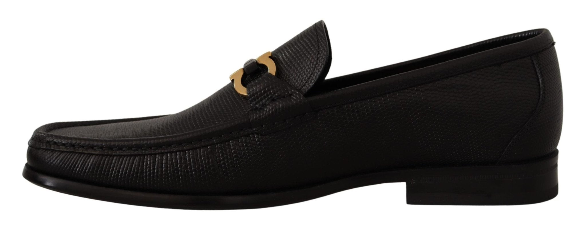 Salvatore Ferragamo Black Calf Leather Moccasins Loafers Shoes - Fizigo