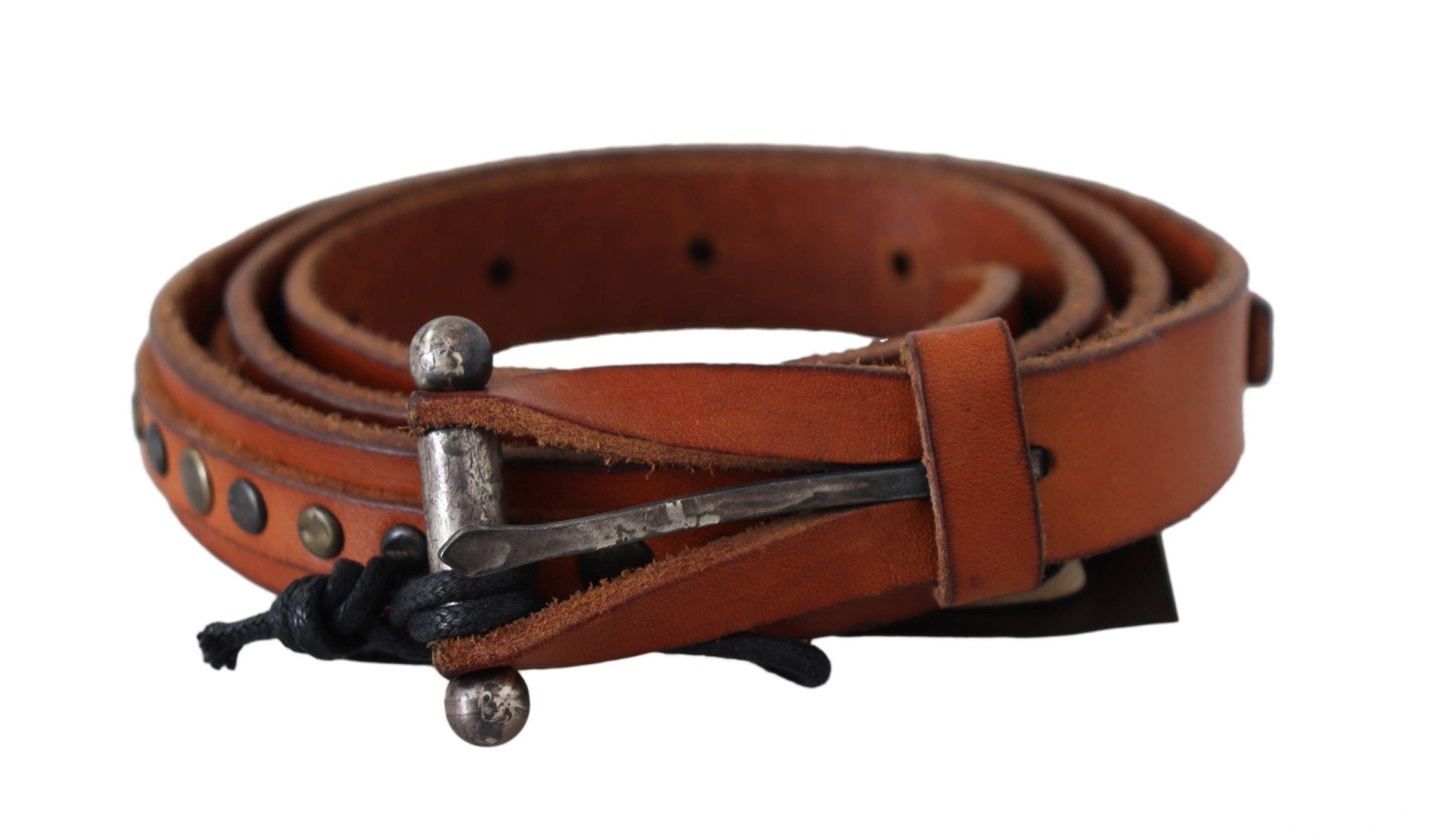 Scervino Street Brown Genuine Leather Rustic Silver Buckle Belt - Fizigo