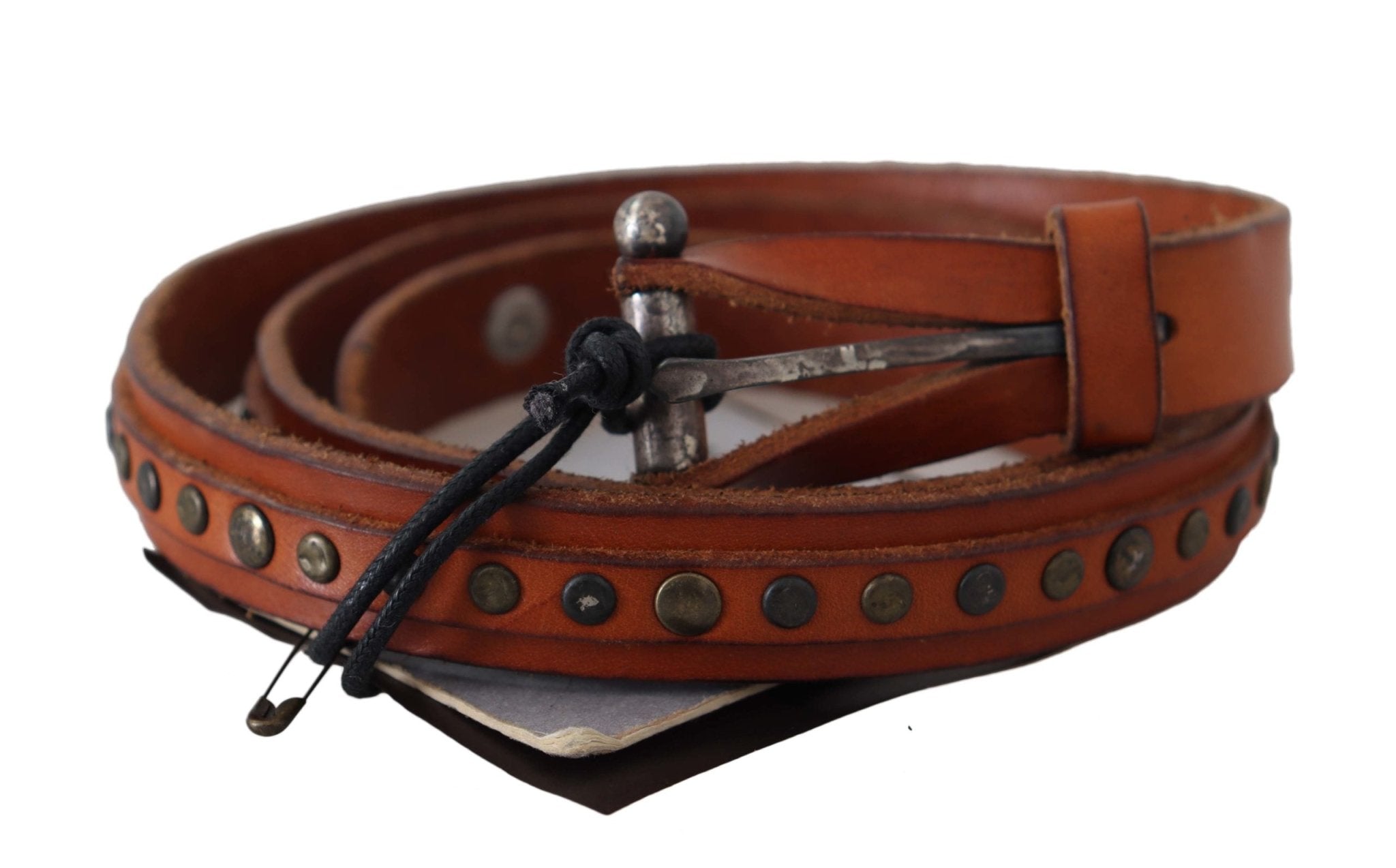 Scervino Street Brown Genuine Leather Rustic Silver Buckle Belt - Fizigo