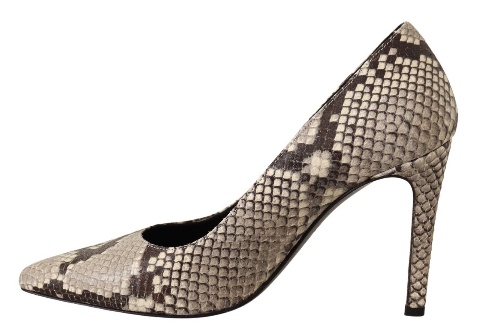 Sofia Gray Snake Skin Leather Stiletto High Heels Pumps Shoes - Fizigo