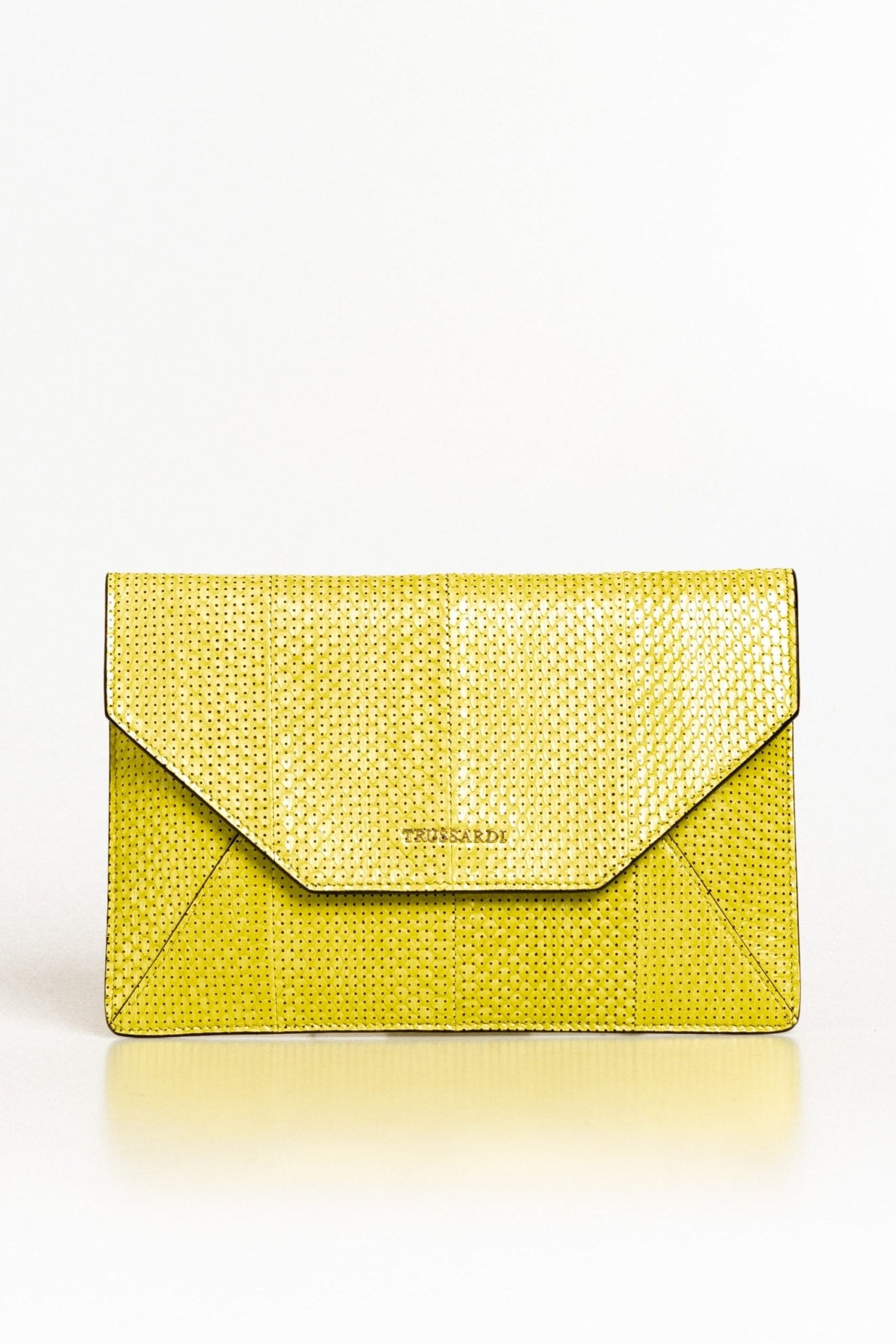 Trussardi Yellow Leather Clutch Bag - Fizigo