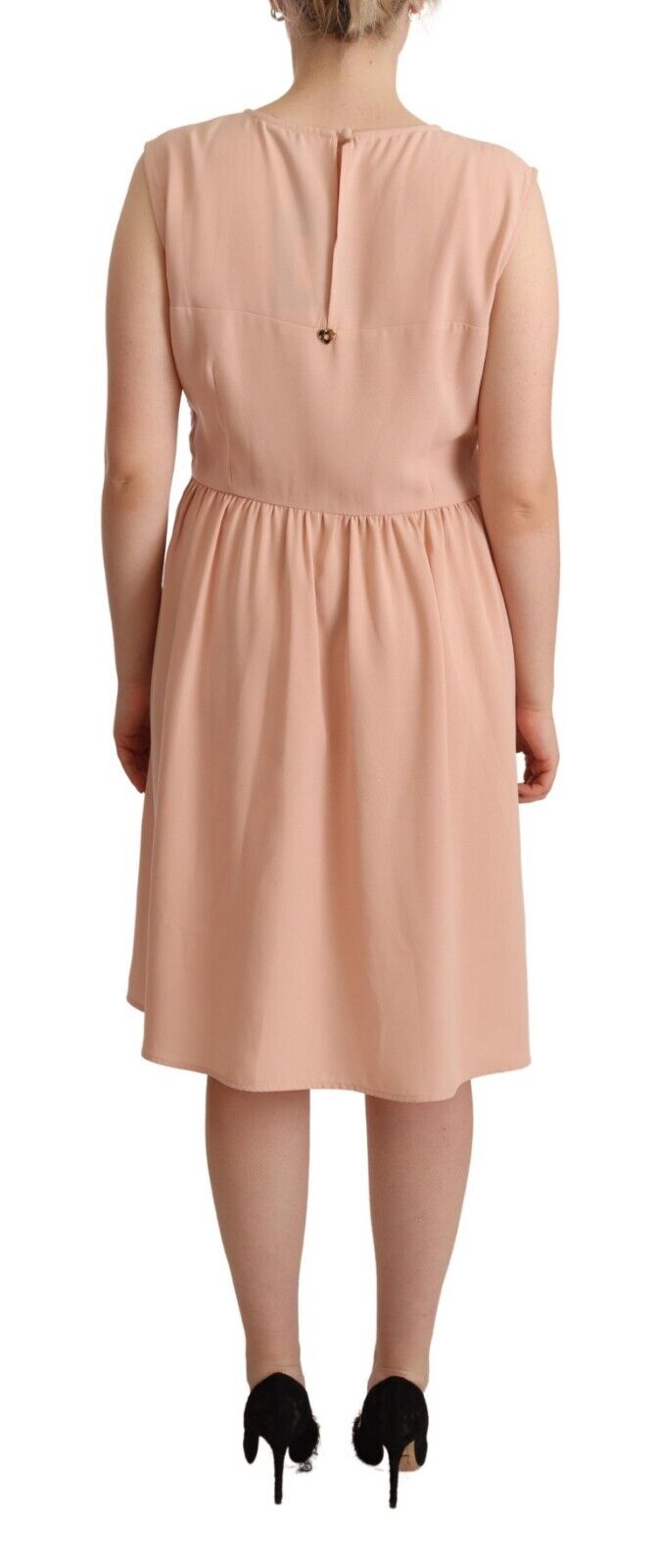 Twinset Beige Polyester Sleeveless Shift Knee Length Dress - Fizigo