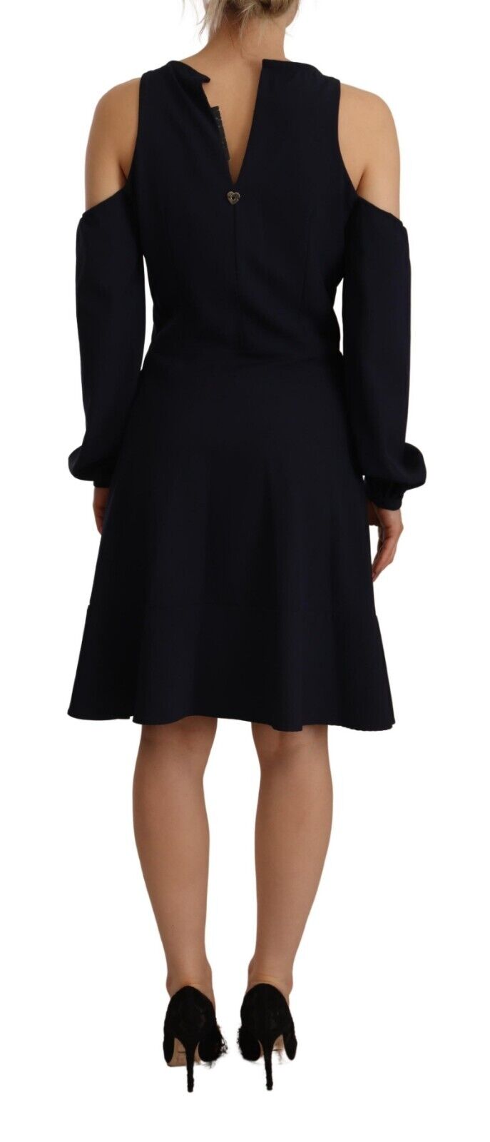 Twinset Black Long Sleeves Open Shoulder A-line Dress - Fizigo
