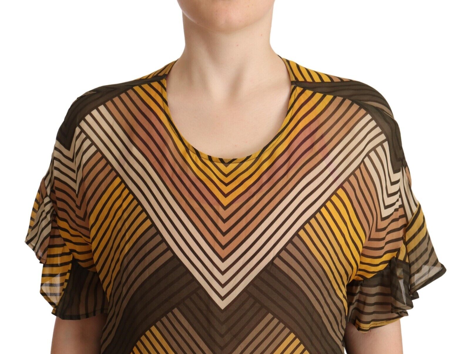 Twinset Multicolor Stripes Short Sleeves Round Neck Top Blouse - Fizigo