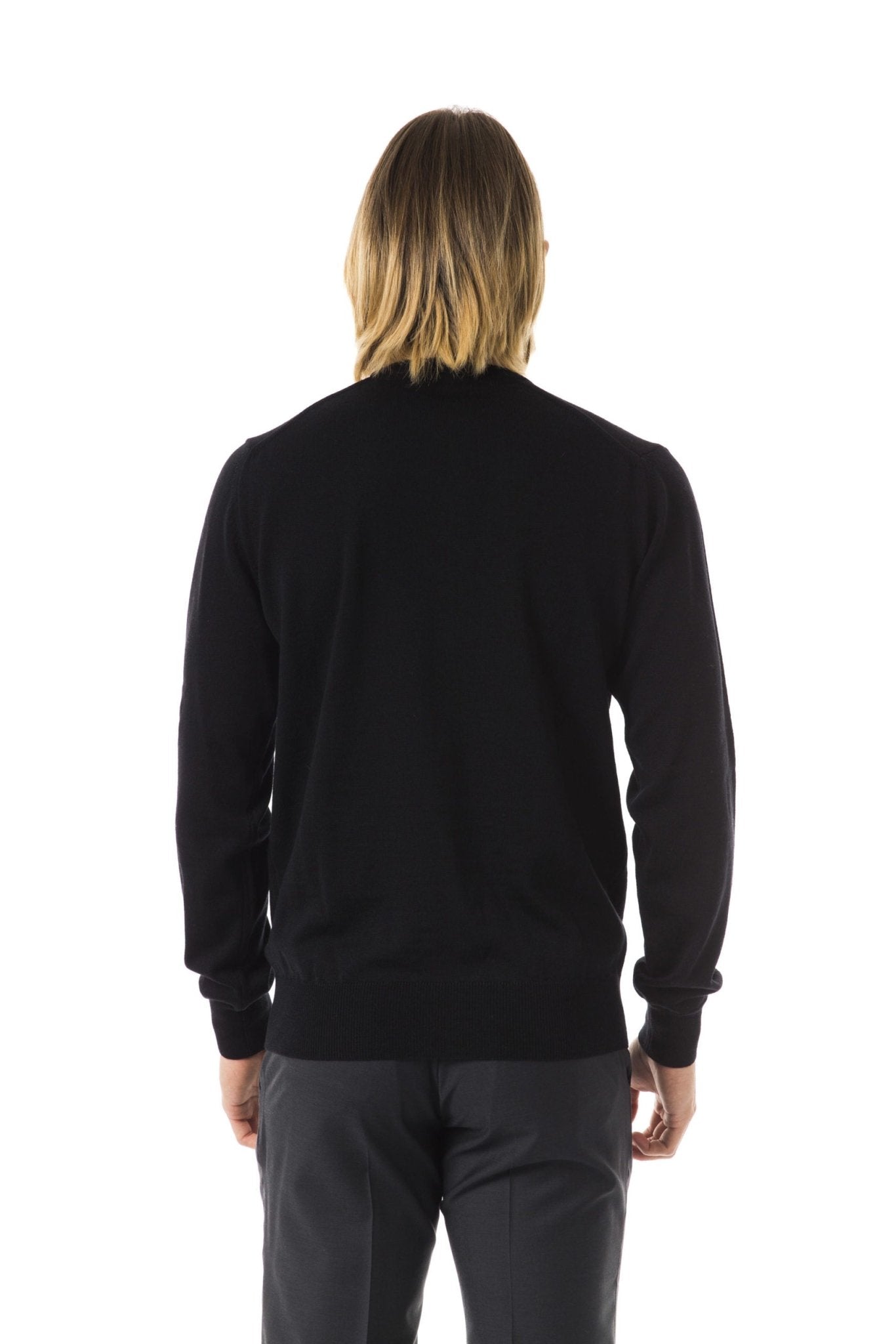 Uominitaliani Black Merino Wool Sweater - Fizigo