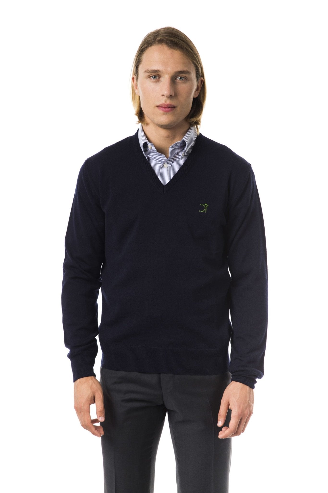 Uominitaliani Blue Merino Wool Sweater - Fizigo