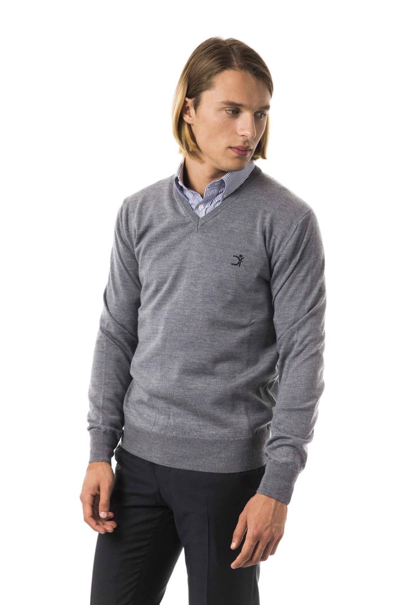 Uominitaliani Gray Merino Wool Sweater - Fizigo
