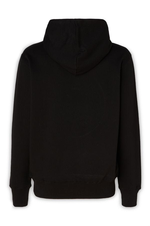 Versace Jeans Black Cotton Logo Details Hooded Sweatshirt - Fizigo