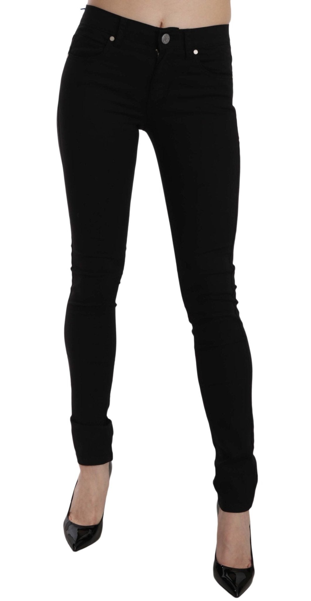 Versace Jeans Black Tiger Logo Gabardine Stretch Slim-Fit Pant - Fizigo