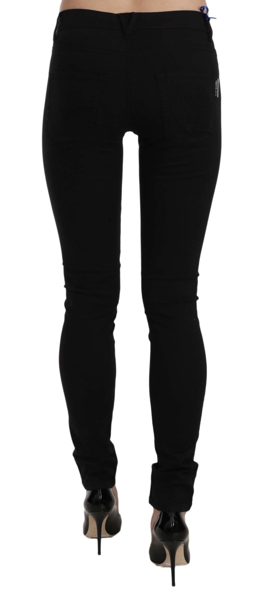 Versace Jeans Black Tiger Logo Gabardine Stretch Slim-Fit Pant - Fizigo