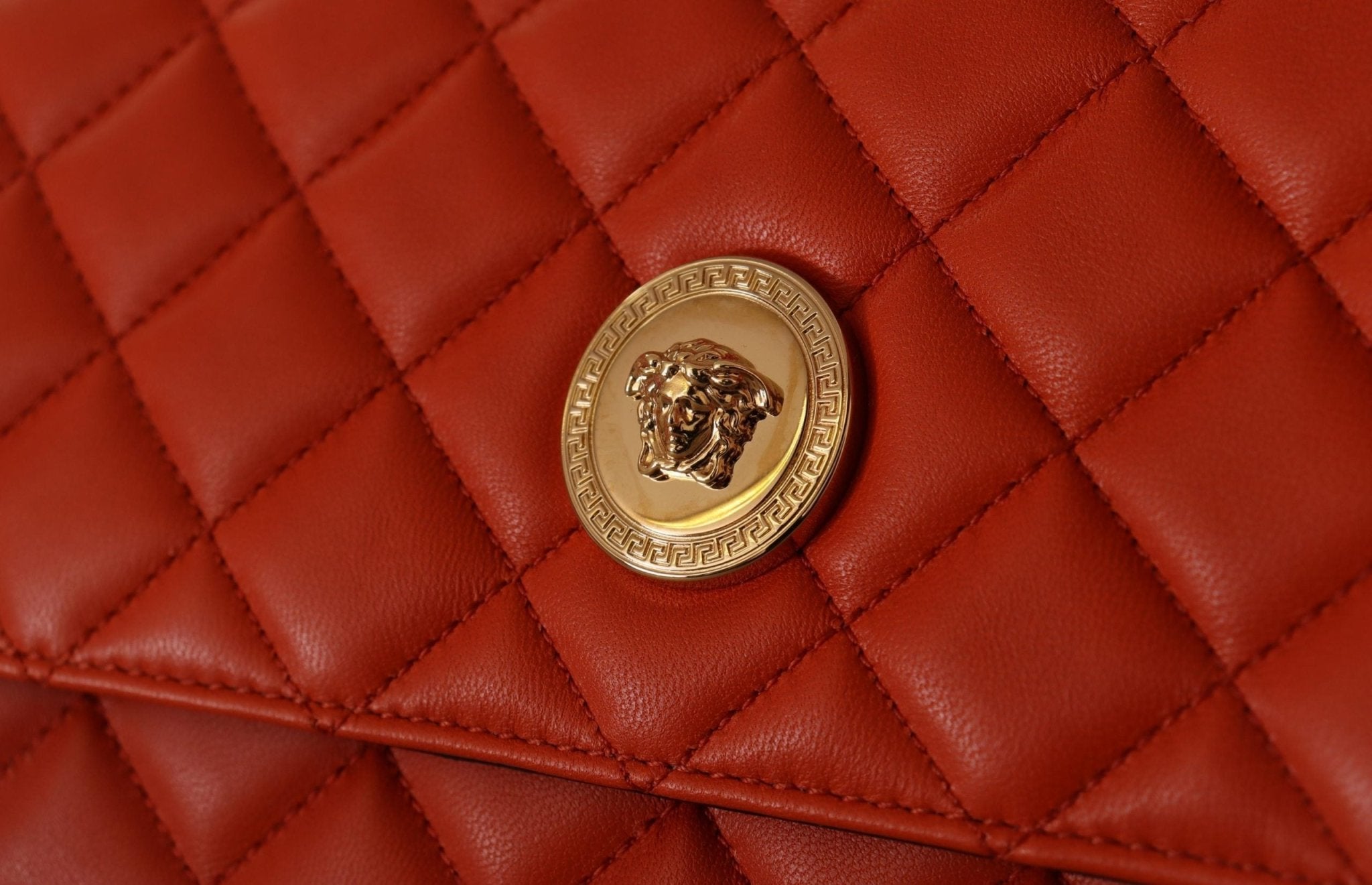 Versace Red Nappa Leather Medusa Evening Bag - Fizigo
