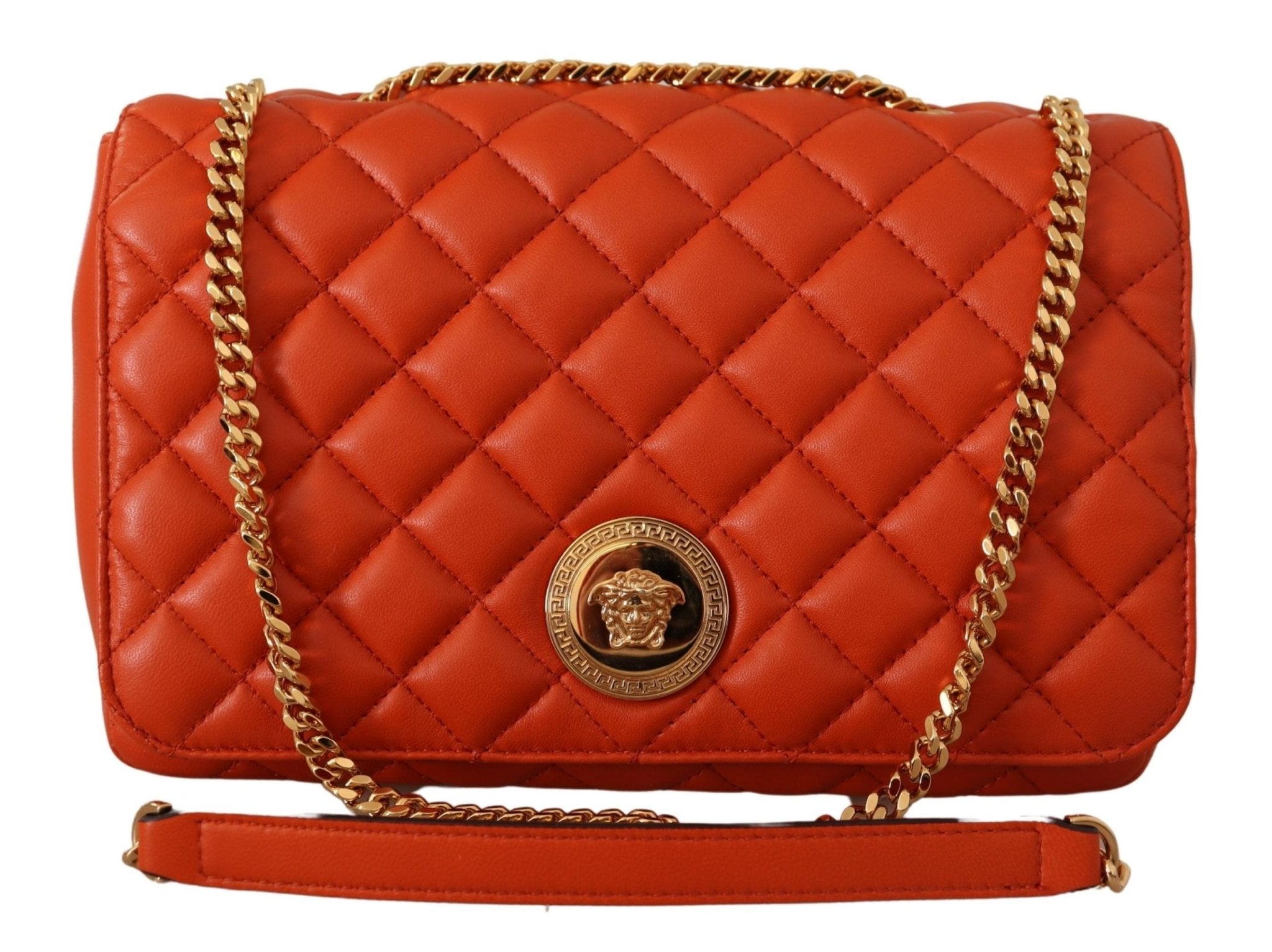 Versace Red Nappa Leather Medusa Shoulder Bag - Fizigo