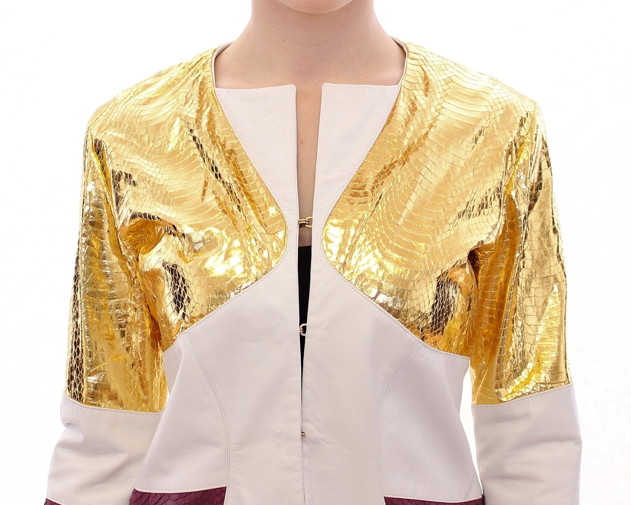 Vladimiro Gioia White Gold Purple Leather Jacket - Fizigo