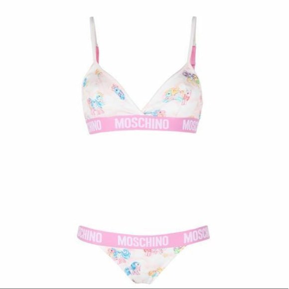 Moschino White My Little Pony Bra Briefs Set Two Piece Bikini - Fizigo